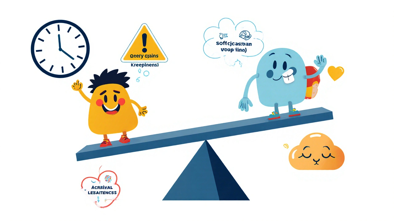 A playful seesaw balance comparing different bipolar and epilepsy medications with cartoon characters representing each drug.
