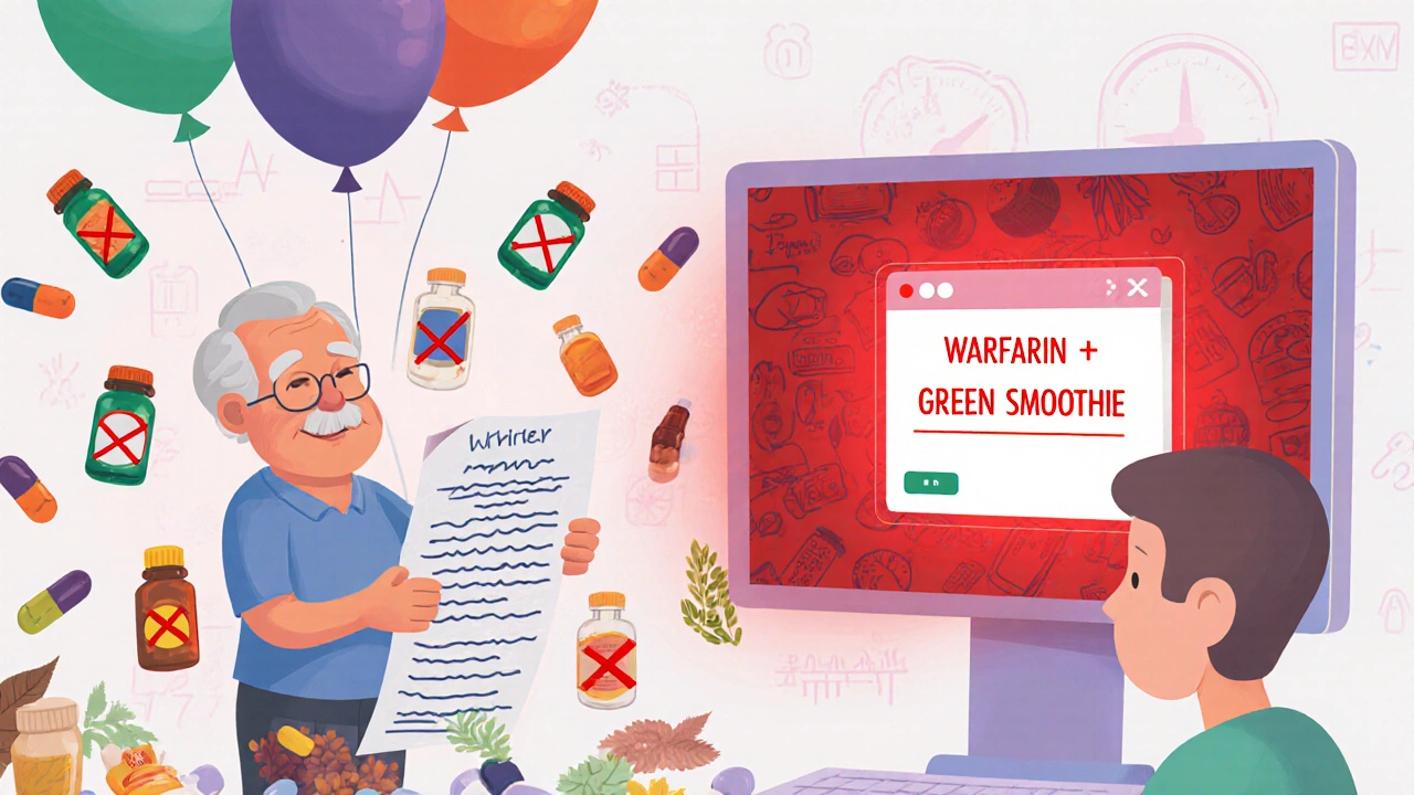 An elderly person surrounded by floating medications while a doctor ignores alert pop-ups on a screen.