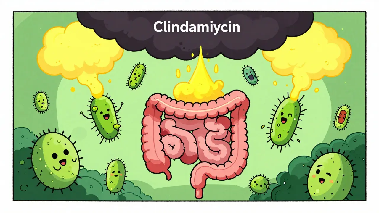 Antibiotics wiping out good gut bacteria allowing bad spores to grow