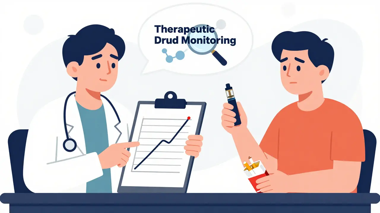 Doctor explaining blood test results to patient considering vaping instead of smoking.