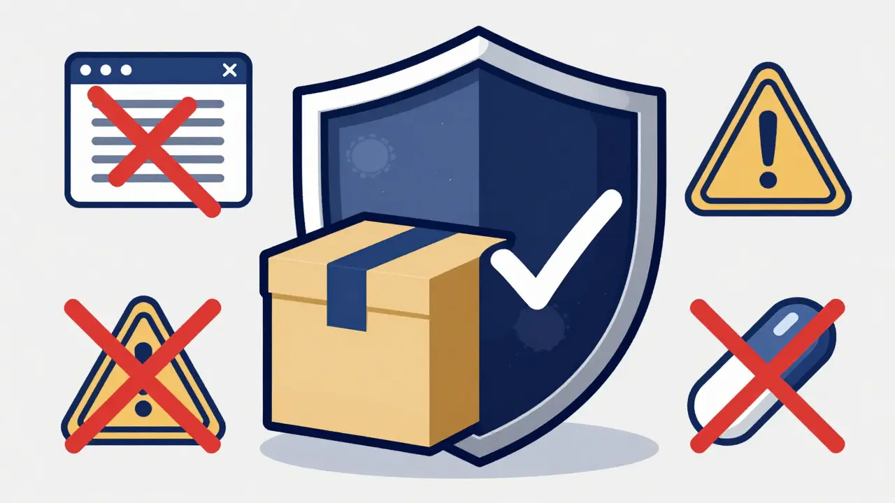 Shield protecting medicine package from online scams