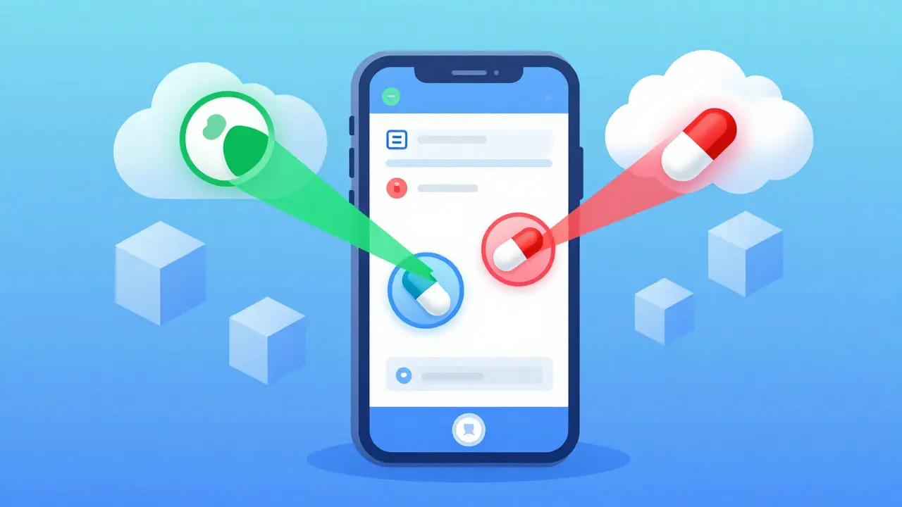 Smartphone scanning pills for drug interactions with data clouds