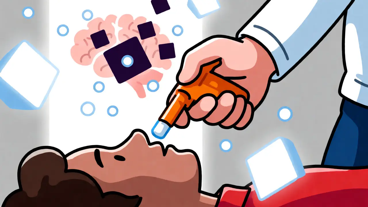 Administering naloxone nasal spray during an emergency